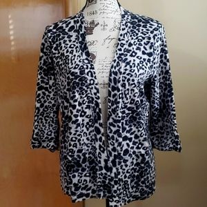Studio Works Black and White Animal Print Blazer